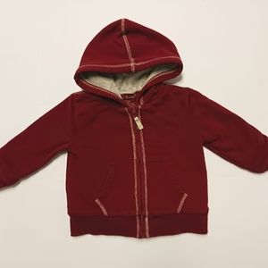L.l. Bean Red Lined Zip Hoodie 2t
